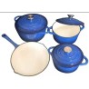 7 Piece Cast Iron Pot Set Blue