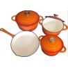 7 Piece Cast Iron Pot Set Orange