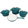 7 Piece Cast Iron Pot Set Teal