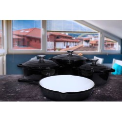 Piece Cast Iron Pot Set Black