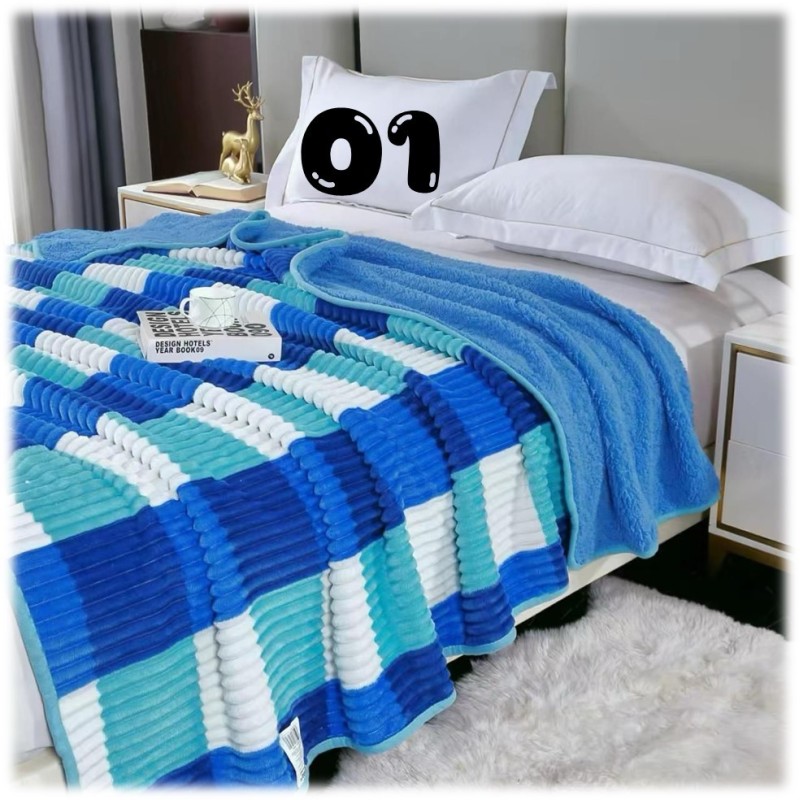 Block Sherpa Throws / Blankets - Queen Size