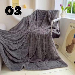 Luxury Leaf Embossed Throw / Blanket - Queen Size