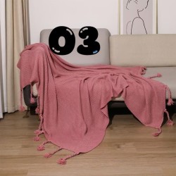 Knitted Blanket/Throw with tassels