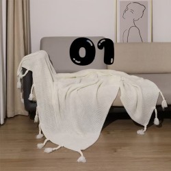 Knitted Blanket/Throw with tassels
