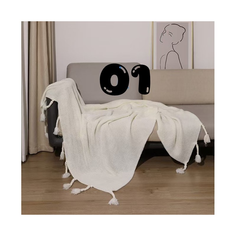 Knitted Blanket/Throw with tassels