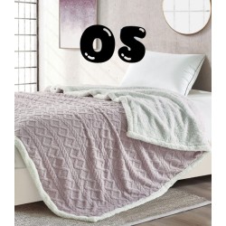 Queen size, geometric style embossed, Sherpa lined blanket/throw