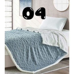 Queen size, geometric style embossed, Sherpa lined blanket/throw