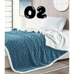 Queen size, geometric style embossed, Sherpa lined blanket/throw