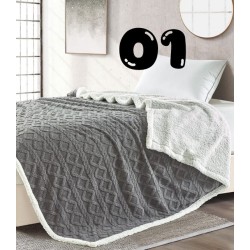 Queen size, geometric style embossed, Sherpa lined blanket/throw