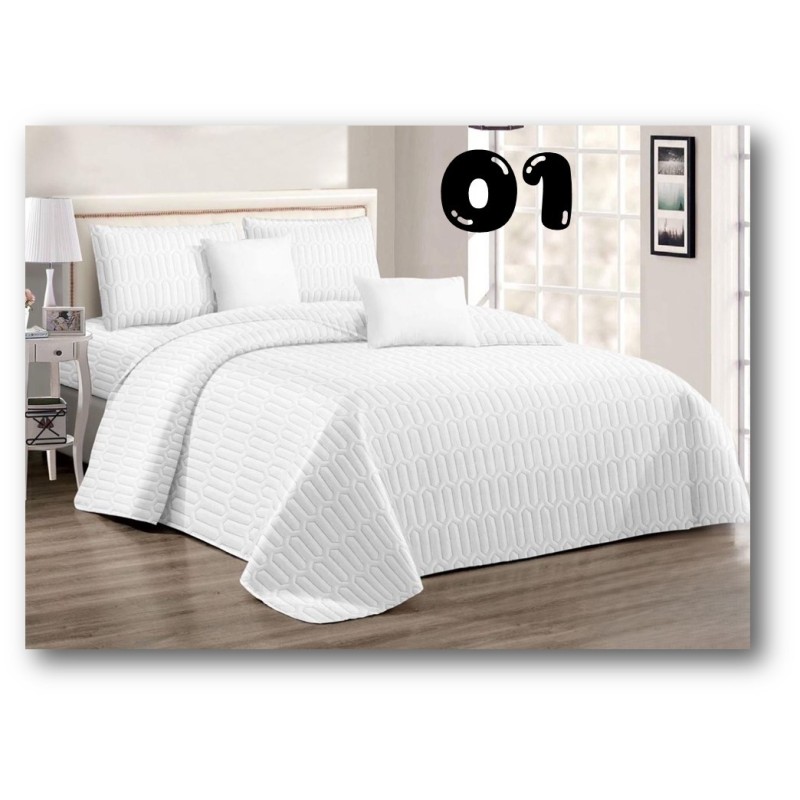 ELEGANT SIMPLE QUEEN 5 PIECE BEDSPREAD SET