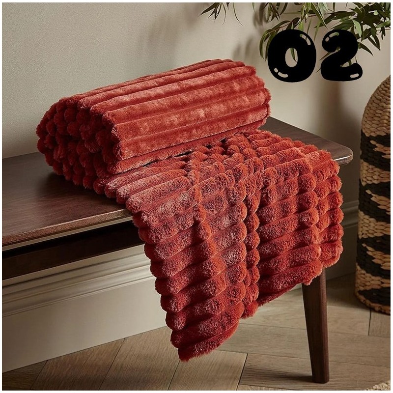 Beautiful Ribbed Fleece Throw / Blanket
