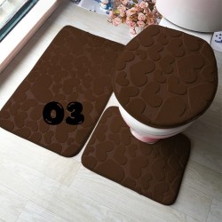 Heart Design Bathroom Carpet Set - 3 Piece