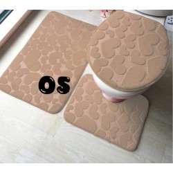 Heart Design Bathroom Carpet Set - 3 Piece