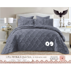 Mokka Super King Quilted Bed Set - 5 Piece