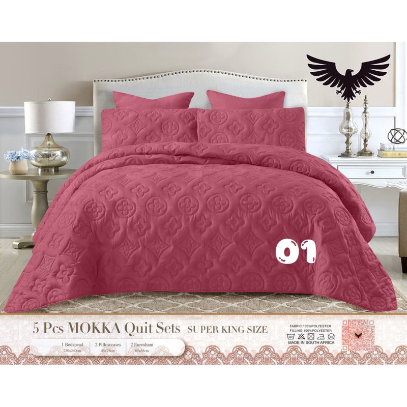 Mokka Super King Quilted Bed Set - 5 Piece