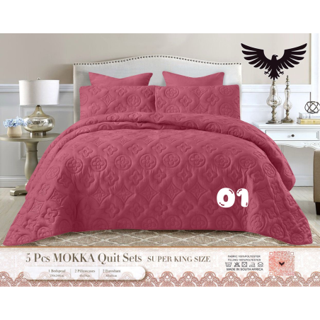 Mokka Super King Quilted Bed Set - 5 Piece