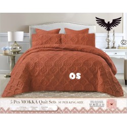 Mokka Super King Quilted Bed Set - 5 Piece