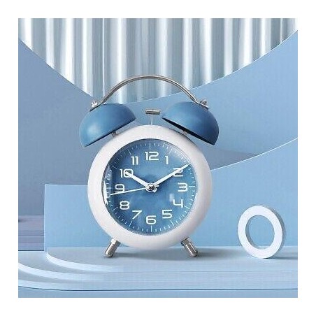 Vintage Twin Bell Alarm Clock - Blue