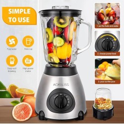 ACKILISS GLASS BLENDER WITH COFFEE GRINDER