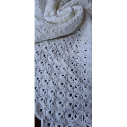 Crocheted WHITE Shell Design Blanket