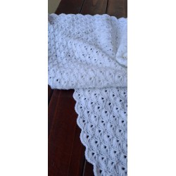 Crocheted WHITE Shell Design Blanket