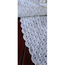 Crocheted WHITE Shell Design Blanket
