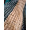 Crocheted Teal, Blue & Cream Striped Blanket