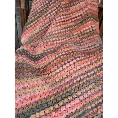 Crocheted Blanket Pinks and Earthy Tones