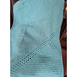 Crocheted Teal / Turquoise Cluster Burst Granny Square Blanket