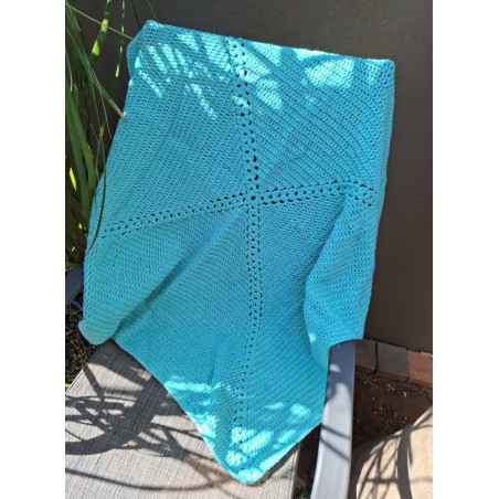 Crocheted Teal / Turquoise Cluster Burst Granny Square Blanket