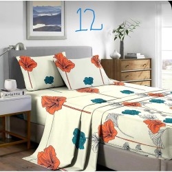 4 Piece Poly Cotton Printed Summer Sheet Set