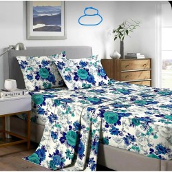 4 Piece Poly Cotton Printed Summer Sheet Set