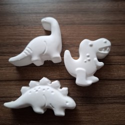 Trio of Plaster Paintable Dinosaurs