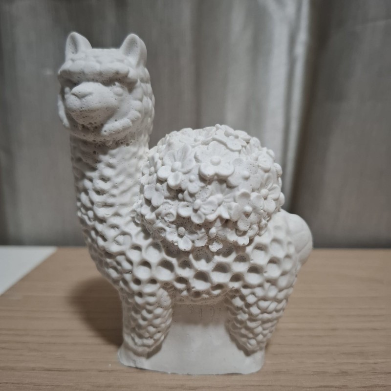 Floral Embossed Llama (3D) Plaster Paintable Figurine
