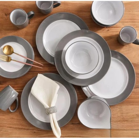 Ceramic 16 Piece Dinner Set White & Grey