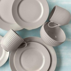 Ceramic 16 Piece Dinner Set Light Grey