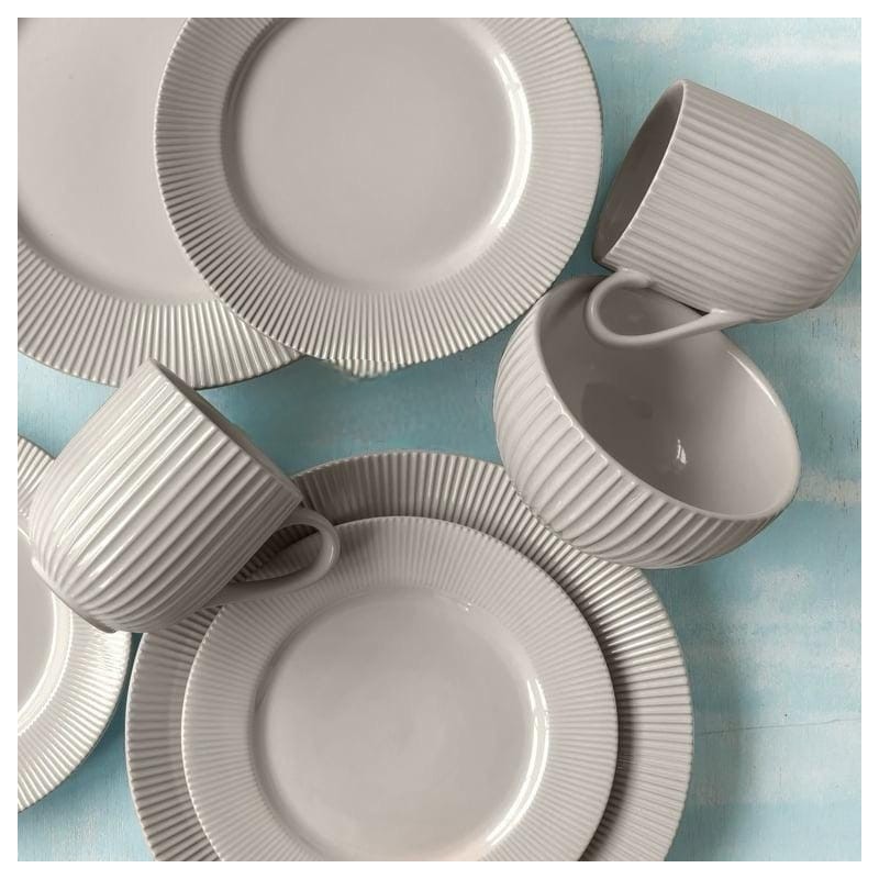 Ceramic 16 Piece Dinner Set Light Grey