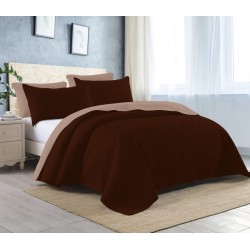 REVERSIBLE EMBOSSED COIL BEDDING - Brown and Tan