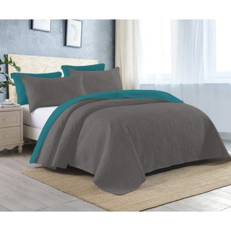 REVERSIBLE EMBOSSED COIL BEDDING -Green and Grey