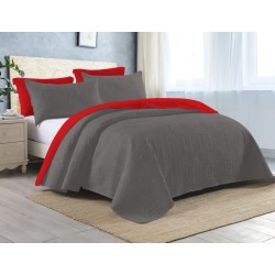 REVERSIBLE EMBOSSED COIL BEDDING -Grey and Red