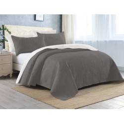REVERSIBLE EMBOSSED COIL BEDDING -Grey and White/Cream