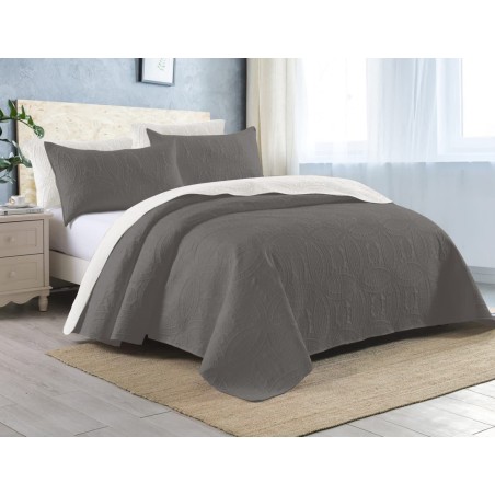 REVERSIBLE EMBOSSED COIL BEDDING -Grey and White/Cream