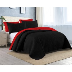 REVERSIBLE EMBOSSED COIL BEDDING -Black and Red