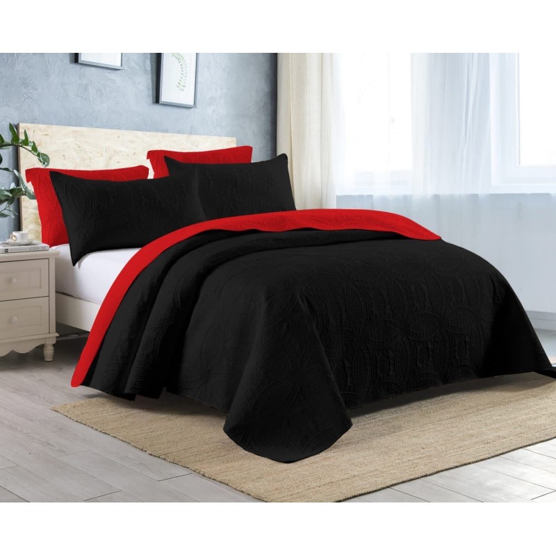 REVERSIBLE EMBOSSED COIL BEDDING -Black and Red
