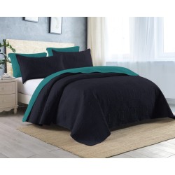 REVERSIBLE EMBOSSED COIL BEDDING -Black and Green