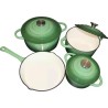 7 Piece Cast Iron Pot Set Green