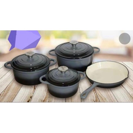 7 Piece Cast Iron Pot Set Grey