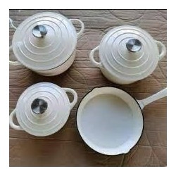 7 Piece Cast Iron Pot Set White