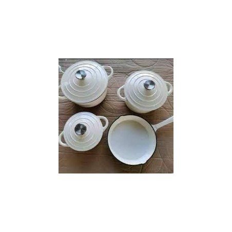 7 Piece Cast Iron Pot Set White